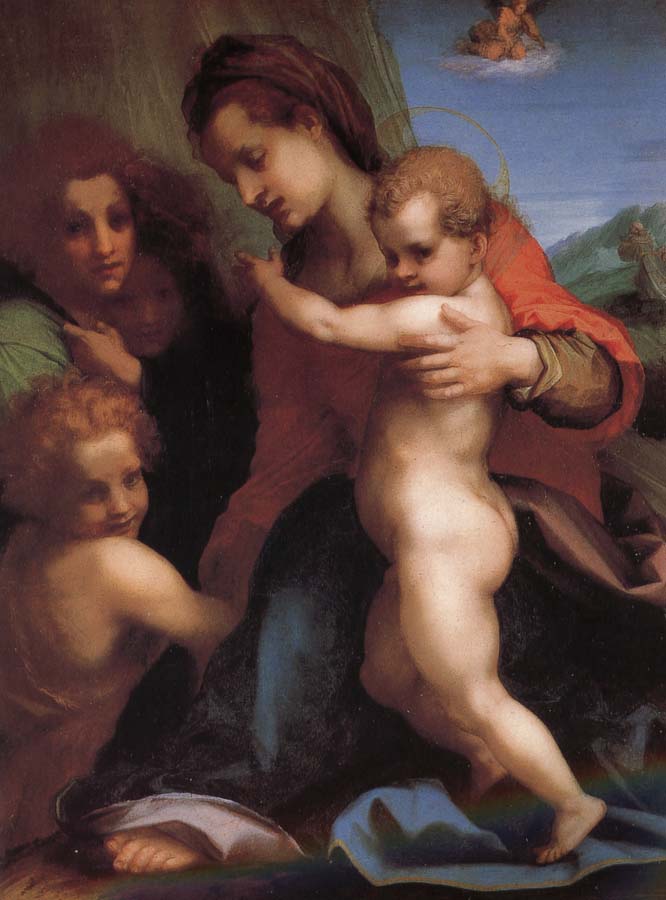 Andrea del Sarto The Virgin and Child with St. John childhood, as well as two angels